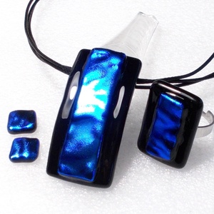 NEMESACÉL! Dichroic kék fények ékszerszett ajándék karácsonyra., Ékszer, Ékszerszett, Ékszerkészítés, Üvegművészet, Meska