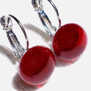 NEMESACÉL! Rubinpiros ragyogás fülbevaló  , ajándék  ballagásra, névnapra, születésnapra. - ékszer - fülbevaló - lógó fülbevaló - Meska.hu