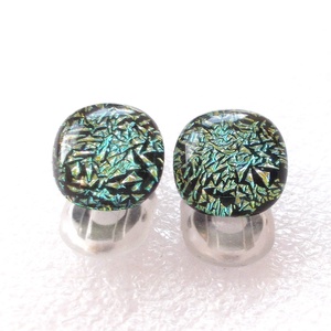 NEMESACÉL! Arany aqua dichroic klipszes fülbevaló  ajándék nőknek névnapra, születésnapra. - ékszer - fülbevaló - klipsz - Meska.hu