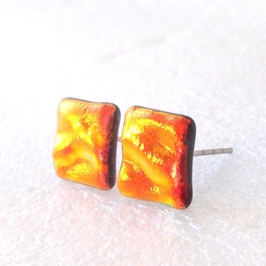 NEMESACÉL! Vörös-arany hullámzó ragyogás dichroic pici pötty fülbevaló. - ékszer - fülbevaló - lógó fülbevaló - Meska.hu