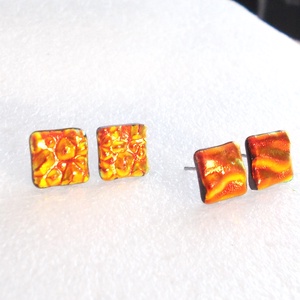 NEMESACÉL! Vörös-arany hullámzó ragyogás dichroic pici pötty fülbevaló. - ékszer - fülbevaló - lógó fülbevaló - Meska.hu