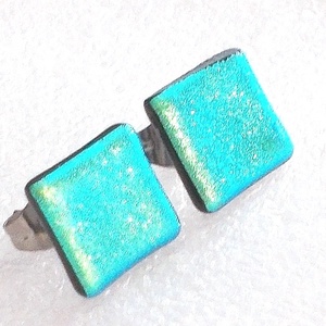 NEMESACÉL! Türkiz ragyogás dichroic pici pötty fülbevaló., Ékszer, Fülbevaló, Lógó fülbevaló, Ékszerkészítés, Üvegművészet, Meska