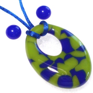 Akció! Kék-zöld fúzió, fémmentes trendi ékszerszett - ékszer - nyaklánc - medálos nyaklánc - Meska.hu