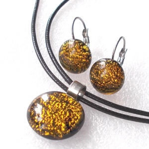 Aranyló fekete, kisméretű dichroic nyaklánc - ékszer - nyaklánc - medál - Meska.hu