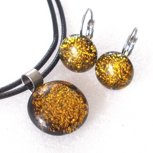 Aranyló fekete, kisméretű dichroic nyaklánc - ékszer - nyaklánc - medál - Meska.hu