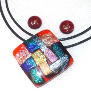 Színek fények pirosban, dichroic ékszerszett, ajándék pedagógus napra, születésnapra, névnapra.  - ékszer - ékszerszett - Meska.hu