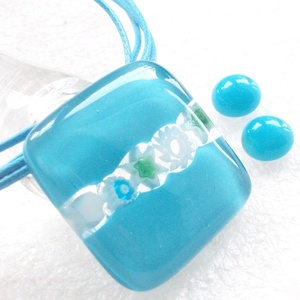 AKCIÓ! Türkizkék csipkemintával ékszerszett, nyaklánc és fülbevaló, ajándék  ballagásra, névnapra, születésnapra. - Meska.hu