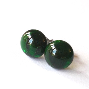 AKCIÓ! Smaragd stiftes üveg fülbevaló  , ajándék  névnapra, születésnapra. - ékszer - fülbevaló - pötty fülbevaló - Meska.hu