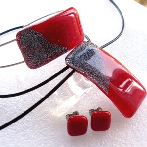 Elegáns meggypiros ékszerszett, ajándék nőnek, névnapra, születésnapra., Ékszer, Ékszerszett, Üvegművészet, Ékszerkészítés, MESKA