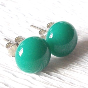 Sötét türkiz stiftes fülbevaló, ajándék lányoknak, nőknek névnapra,születésnapra., Ékszer, Fülbevaló, Pötty fülbevaló, Ékszerkészítés, Üvegművészet, MESKA