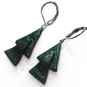  Karácsonyi lógós fülbevaló., Ékszer, Fülbevaló, Lógó fülbevaló, Ékszerkészítés, Üvegművészet, MESKA