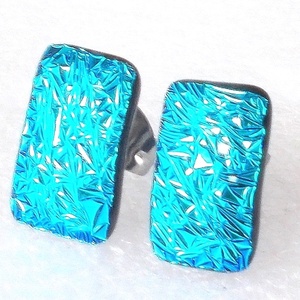 Orvosi fém! Türkizkék szikrázás dichroic trendi stiftes  fülbevaló, ajándék  névnapra, születésnapra., Ékszer, Fülbevaló, Pötty fülbevaló, Ékszerkészítés, Üvegművészet, MESKA