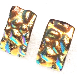 Orvosi fém! Aranyló színek dichroic trendi stiftes  fülbevaló, ajándék  névnapra, születésnapra. - Meska.hu