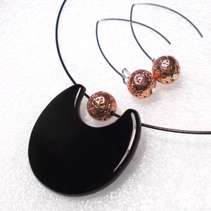 Fekete-rózsa-arany trendi  ékszerszett, ajándék Valentin napra, névnapra, születésnapra. - ékszer - ékszerszett - Meska.hu