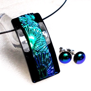 AKCIÓ! Kék- zöld csillagok, dichroic ékszerszett. - ékszer - ékszerszett - Meska.hu