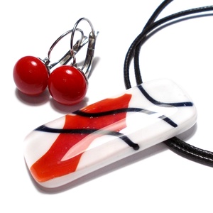 Piros-fehér ékszerszett, ajándék nőknek névnapra, születésnapra. - ékszer - ékszerszett - Meska.hu