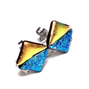 Orvosi fém!  Dichroic duó trendi fülbevaló, ajándék névnapra, születésnapra. - Meska.hu