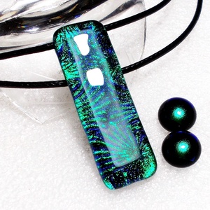 Kék- zöld csillagok, dichroic ékszerszett. - Meska.hu