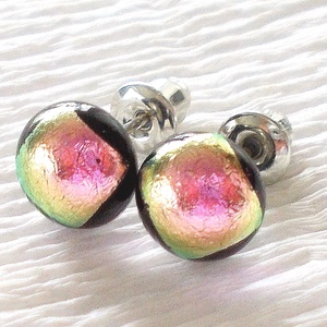 Arany magnólia dichroic  stiftes fülbevaló  , ajándék névnapra, születésnapra. - ékszer - fülbevaló - pötty fülbevaló - Meska.hu