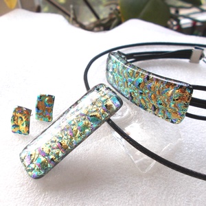 NEMESACÉL! Aranyló színkavalkád dichroic ékszerszett, ajándék karácsonyra. - ékszer - ékszerszett - Meska.hu