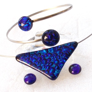NEMESACÉL! Liláskék dichroic ékszerszett. - Meska.hu
