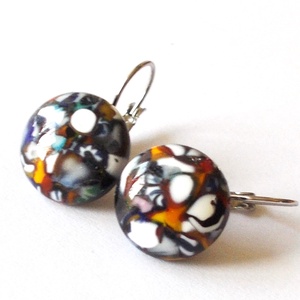 Színek fúziója feketén  kapcsos fülbevaló, ajándék  névnapra, születésnapra. - ékszer - fülbevaló - lógó fülbevaló - Meska.hu