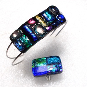 NEMESACÉL!  Dichroic mozaik karkötő és gyűrű, ajándék  lányoknak szalagavatóra, ballagásra, születésnapra, névnapra. , Ékszer, Ékszerszett, Ékszerkészítés, Üvegművészet, MESKA