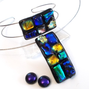 NEMESACÉL!  Dichroic mozaik, ékszerszett, ajándék  lányoknak szalagavatóra, ballagásra, születésnapra, névnapra. , Ékszer, Ékszerszett, Ékszerkészítés, Üvegművészet, MESKA