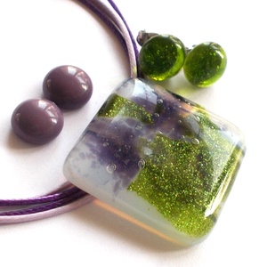 Levendula nyaklánc és két pár fülbevaló. - ékszer - ékszerszett - Meska.hu