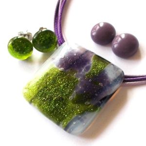 Levendula nyaklánc és két pár fülbevaló. - ékszer - ékszerszett - Meska.hu