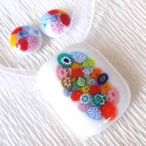 Nyári virágzuhatag üvegékszer, névnapra, születésnapra., Ékszer, Ékszerszett, Ékszerkészítés, Üvegművészet, MESKA