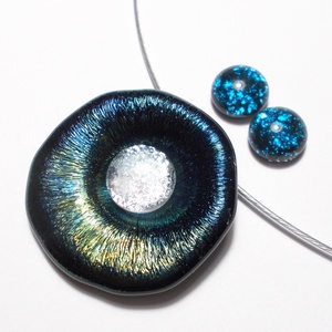 Gyöngykagyló dichroic ékszerszett , ajándék névnapra, születésnapra. - ékszer - ékszerszett - Meska.hu