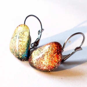 NEMESACÉL! Őszi fényjáték szabálytalan kapcsos fülbevaló, ajándék nőknek névnapra, születésnapra.  - ékszer - fülbevaló - lógó fülbevaló - Meska.hu