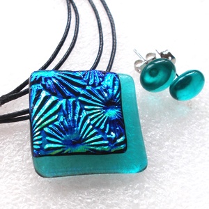 Kék-arany csillagok, dichroic ékszerszett. - Meska.hu