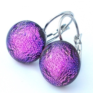 Orgona dichroic fülbevaló  , ajándék névnapra, születésnapra., Ékszer, Fülbevaló, Lógós kerek fülbevaló, , MESKA