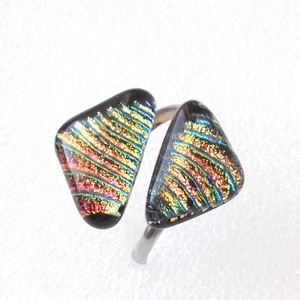 NEMESACÉL! Dichroic dupla köves gyűrű. - ékszer - gyűrű - statement gyűrű - Meska.hu