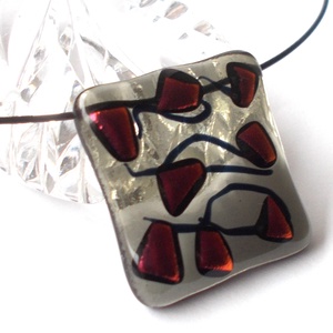 Szürkében fekete cseresznye dichroic nyaklánc, ajándék névnapra, születésnapra., Ékszer, Ékszerszett, Ékszerkészítés, Üvegművészet, MESKA
