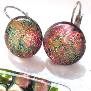 NEMESACÉL! Arany magnólia  dichroic kapcsos fülbevaló, ajándék nőknek névnapra, születésnapra. , Ékszer, Fülbevaló, Lógó fülbevaló, Ékszerkészítés, Üvegművészet, MESKA