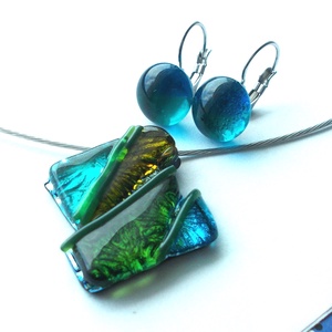  Kolibri dichroic mozaik ékszerszett, ballagásra, születésnapra, névnapra.  - ékszer - ékszerszett - Meska.hu
