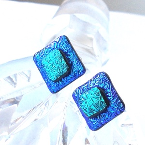 Univerzum dichroic  fülbevaló, ajándék névnapra, születésnapra. - ékszer - fülbevaló - pötty fülbevaló - Meska.hu