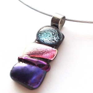  Szabálytalan dichroic mozaik nyaklánc, ballagásra, születésnapra, névnapra. , Ékszer, Nyaklánc, Medálos nyaklánc, Ékszerkészítés, Üvegművészet, MESKA