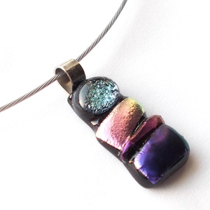  Szabálytalan dichroic mozaik nyaklánc, ballagásra, születésnapra, névnapra.  - ékszer - nyaklánc - medálos nyaklánc - Meska.hu