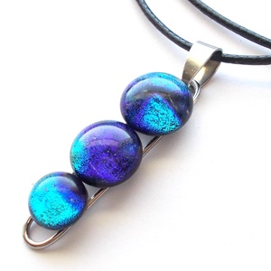  NEMESACÉL!  Kékek dichroic ékszerszett., Ékszer, Nyaklánc, Medálos nyaklánc, Ékszerkészítés, Üvegművészet, MESKA