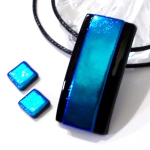NEMESACÉL! Türkizkék dichroic ékszerszett., Ékszer, Ékszerszett, Ékszerkészítés, Üvegművészet, MESKA