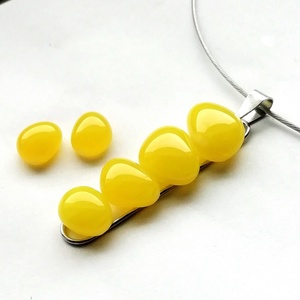 AKCIÓ! NEMESACÉL!  Sárga kavicsok üvegékszer szett. - ékszer - ékszerszett - Meska.hu