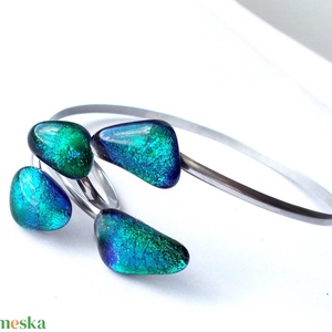 AKCIÓ! NEMESACÉL!  Kék-zöld kavicsok dichroic ékszerszett. - ékszer - ékszerszett - Meska.hu