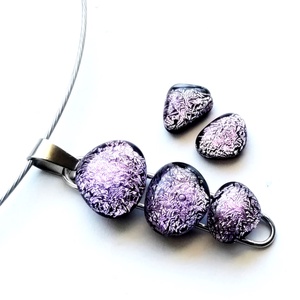  NEMESACÉL! Orgona lila dichroic ékszerszett., Ékszer, Ékszerszett, Ékszerkészítés, Üvegművészet, MESKA