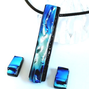  NEMESACÉL!  Ezüstös gleccser, dichroic ékszerszett., Ékszer, Nyaklánc, Medálos nyaklánc, Ékszerkészítés, Üvegművészet, MESKA