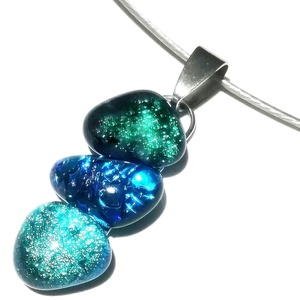  NEMESACÉL!   Kék-zöld fények dichroic nyaklánc., Ékszer, Ékszerszett, Ékszerkészítés, Üvegművészet, MESKA