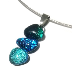  NEMESACÉL!  kék-zöld-ezüst dichroic nyaklánc. - ékszer - ékszerszett - Meska.hu